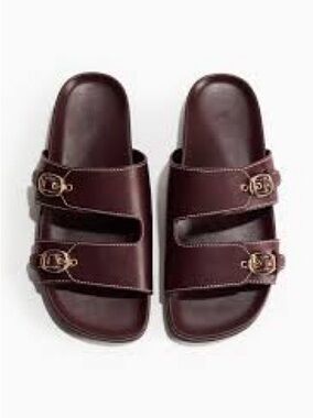 H&M Women’s Double-Strap Slide Sandals in Dark Brown